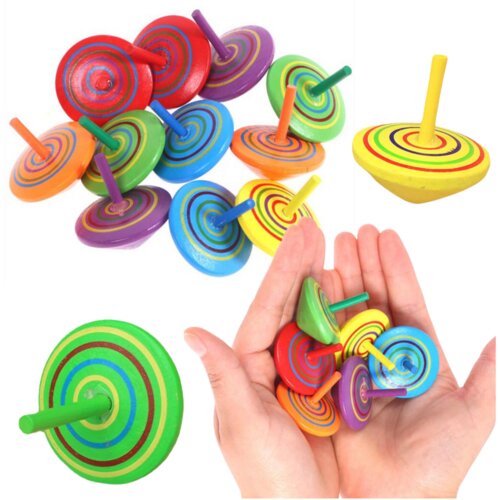 Mini Spinning Top Colorful Wooden Skill Toy 4cm Cijene