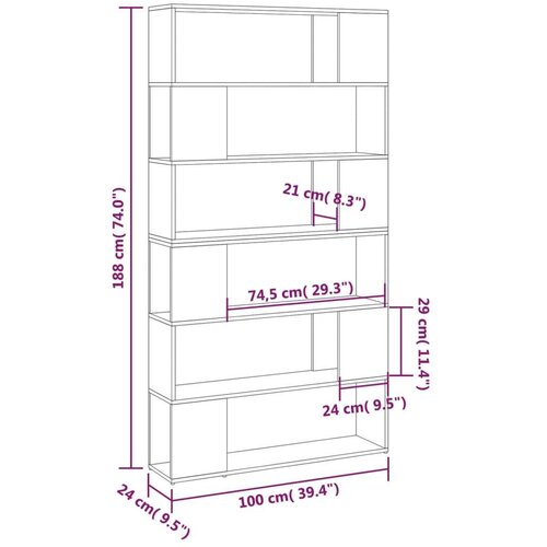 VidaXL Knjižna omara za razdelitev prostora betonsko siva 100x24x188cm Slike