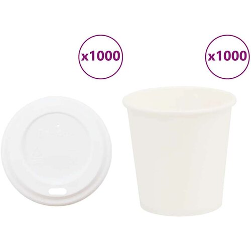 vidaXL papirnate šalice za kavu s poklopcem 1000 kom 4 oz 100 ml Cijene