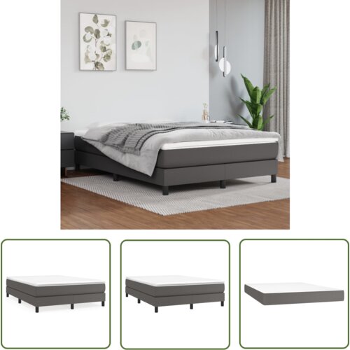 The Living Store Box spring postelja z vzmetnico siva 140x190 cm umetno usnje - Box Spring Postelja, (21737330) Cene