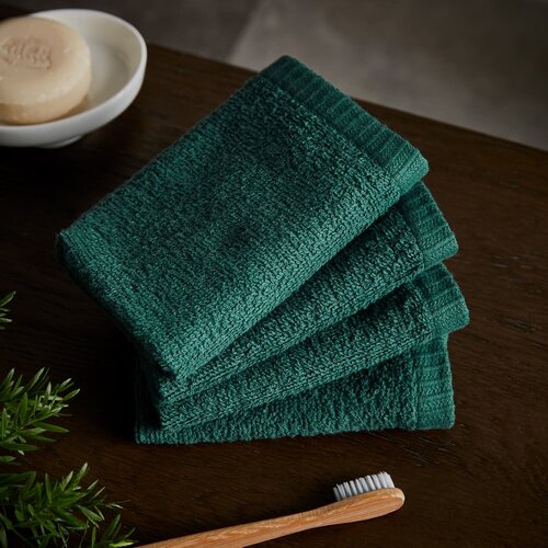 Catherine Lansfield Zeleni brzosu&amp;scaron;eći pamučni ručnici u setu 4 kom 30x30 cm Quick Dry &amp;ndash; Slike