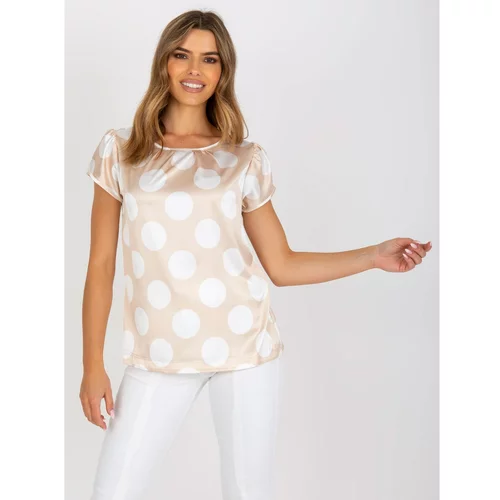 Fashion Hunters Beige and white polka dot blouse in imitation satin RUE PARIS