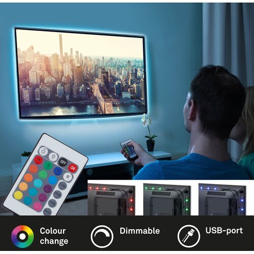 BRILO RGBW LED prigu&amp;scaron;iva traka za TV 3 m, LED/2,5 W, USB + daljinski upravljač Slike