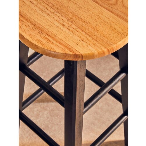 Premier Housewares Crna/u prirodnoj boji barska stolica od masivnog kaučuka (visine sjedala 74 cm) Chester &amp;ndash; Slike