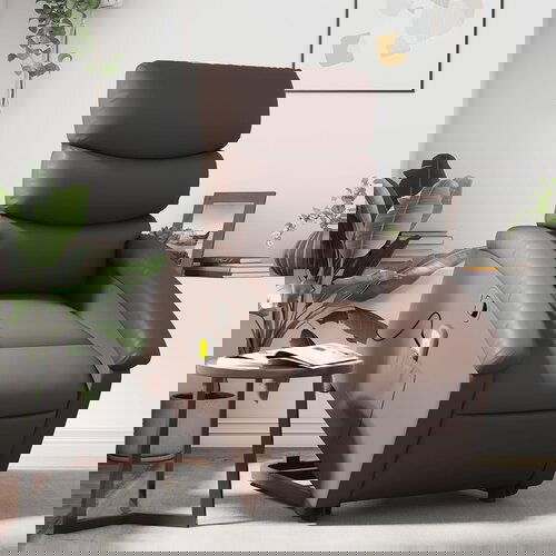 vidaXL Masažni naslonjač na podizanje od umjetne kože smeđa Cijene