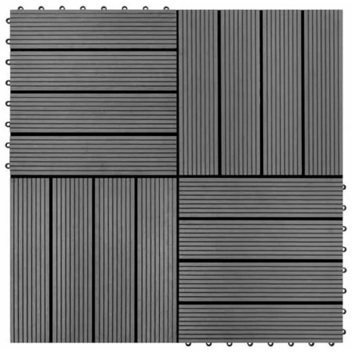  WPC Ploščice 30 x 30 cm 11 kosov za 1 kvadratni meter Sive barve
