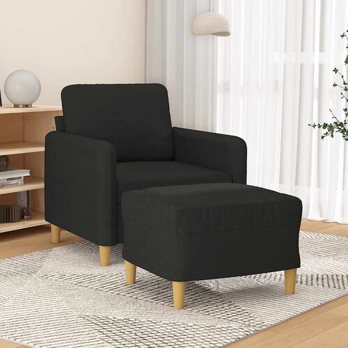  Fotelja s tabureom crna 60 cm od tkanine Cijene