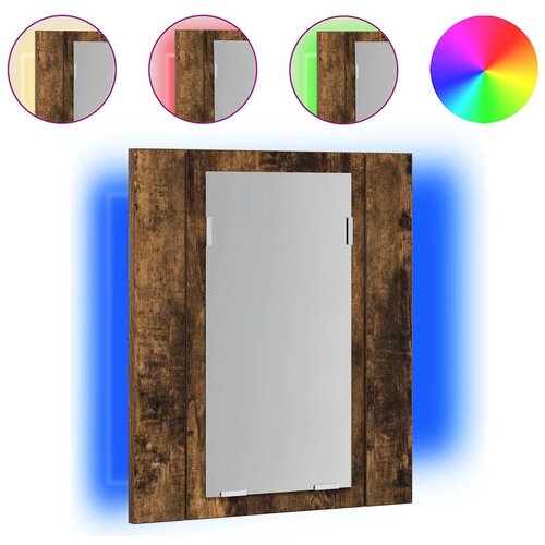  LED kupaonski ormarić s ogledalom boja hrasta 40x12x45cm drveni Smeđa Slike