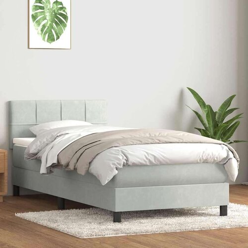 Box Spring krevet s madracem svijetlo sivi 80x210 cm baršun Cene