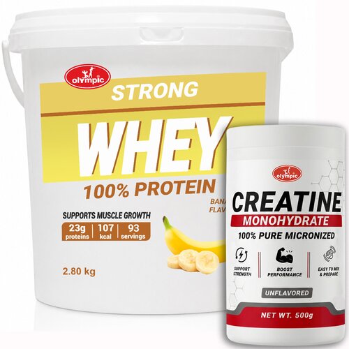 Olympic Strong Whey Protein Banana 2.8kg + Creatine Monohydrate 500g Cene