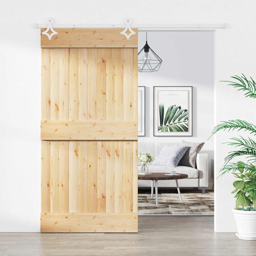  Klizna vrata Prirodna i bijela 100 x 210 cm Čvrsta borovina Cijene