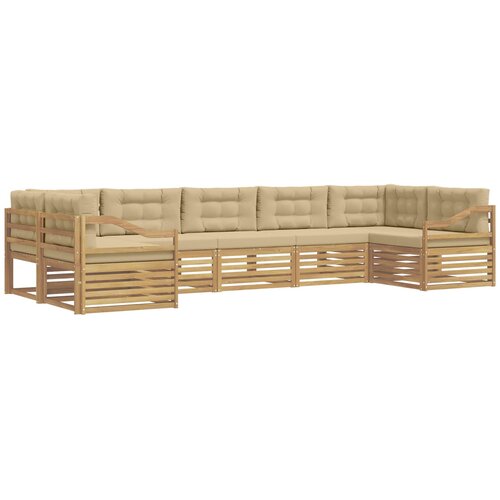 vidaXL Zunanja garnitura za sedenje 7 pcs Bela in bež Poliester, (5000281447) Cene