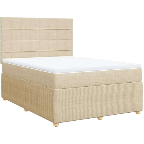 VidaXL Krevet s oprugama i madracem krem 140x200 cm od tkanine Slike