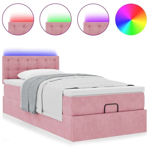 vidaXL Otomanski okvir kreveta s madraca ružičasti 90x190cm baršunasti Cene