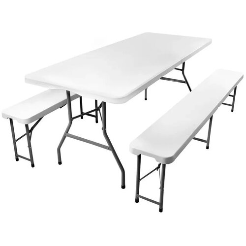 Gardlov Sklopivi Plastični Sto sa Klupama Beli 180cm Slike