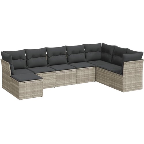  8-dijelni set vrtnih sofa od poliratana s jastucima svjetlosivi Slike