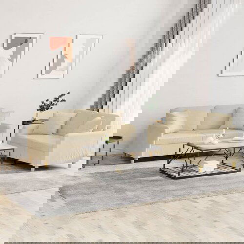 The Living Store Sedežna garnitura 2-delna z vzglavniki krem blago - Sedežna Garnitura, (21481163) Cene