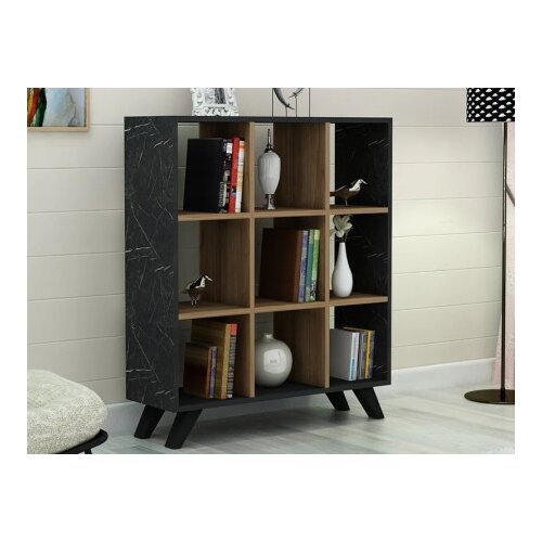 Futrix Polica za knjige Cansu crni mermer - orah ( 40923 ) Slike