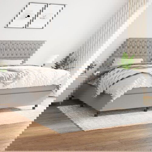 The Living Store Box spring postelja z vzmetnico svetlo siva 180x200 cm blago - Box Spring Postelja, (21517260) Slike