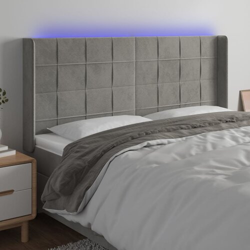  The Living Store LED posteljno vzglavje svetlo sivo 163x16x118/128 cm žamet - LED Vzglavje, (21488128) Slike