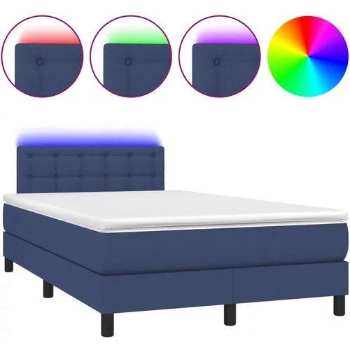 vidaXL Box spring postelja z vzmetnico LED modra 120x190 cm blago, (21128593)