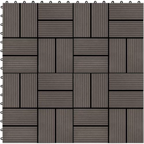 vidaXL Talne plošče 22 kosov 30x30 cm 2 m² WPC temno rjave