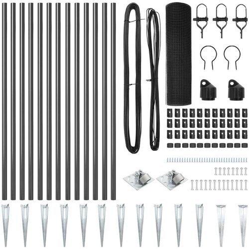 vidaXL Set ograjnih stebrov Set 2 Siva Kovina in plastika 25 x 1 m Cene