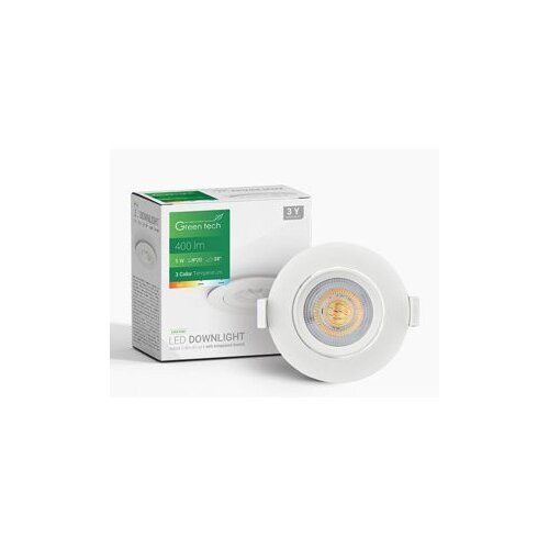 DOWNLIGHT LED 5W 400LM 3CCT 3000K-4000K-6500K bijeli Green Tech Cijene