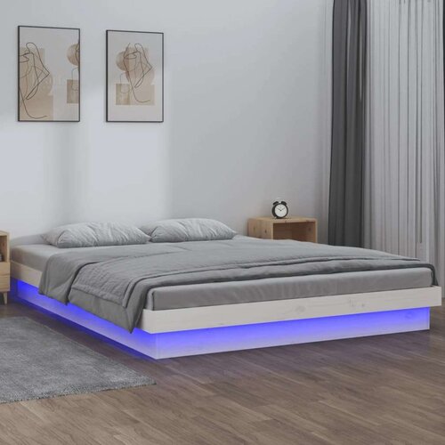  Okvir za krevet bijela 140 x 190 cm od masivnog drva Cene