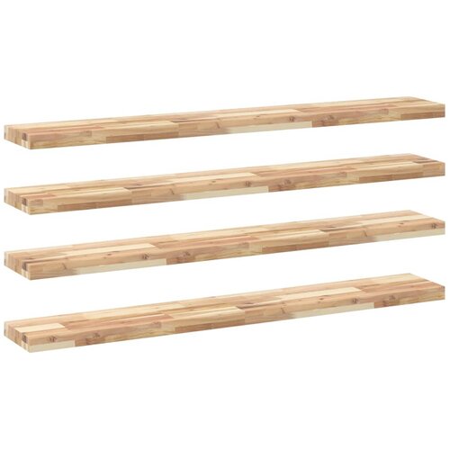 vidaXL Plutajuće police 4 kom 120x20x4 cm Neobrađeno puno drvo akacije - Prirodna 120 x 20 x 4 cm 4 1 Cene