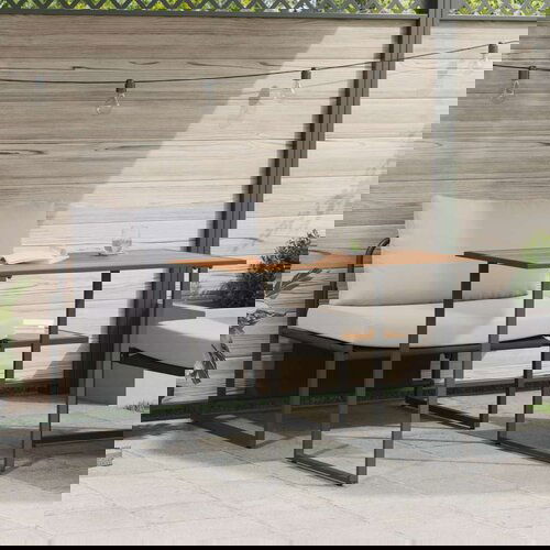  Vrtna garnitura - 2-dijelni vrtni blagovaonski set s jednim sjedi&amp;scaron;tem i svijetlosivim jastucima Slike