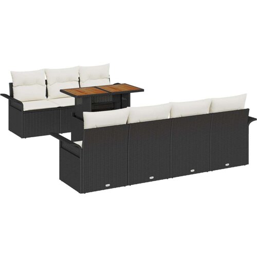  8-dijelni vrtni sofa set s jastučićima Crni poliratan  2-sjedalna vrtna sofa sa spremnikom i jastučićima Crni poliratan Cijene