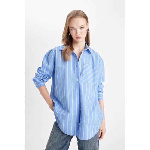 Defacto oversize fit striped poplin long sleeve shirt Slike