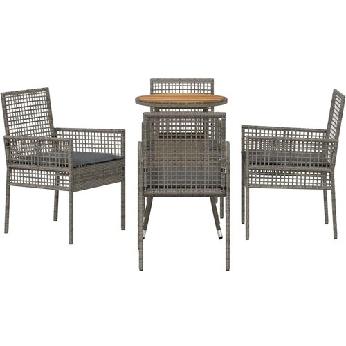  Vrtni set za objed 5 kom. Siva poliratan 60 x 60 x 75 cm Slike
