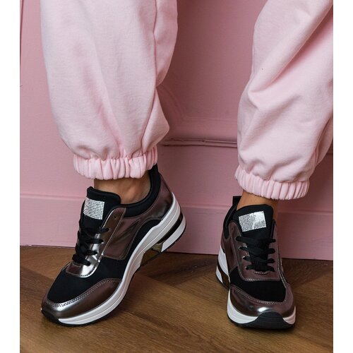Gemre Black sneakers with rhinestones and metallic insert Garsi Cene