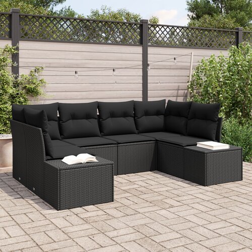VidaXL set od 6 komada vrtnih kauča s jastučićima crni poli rattan Slike