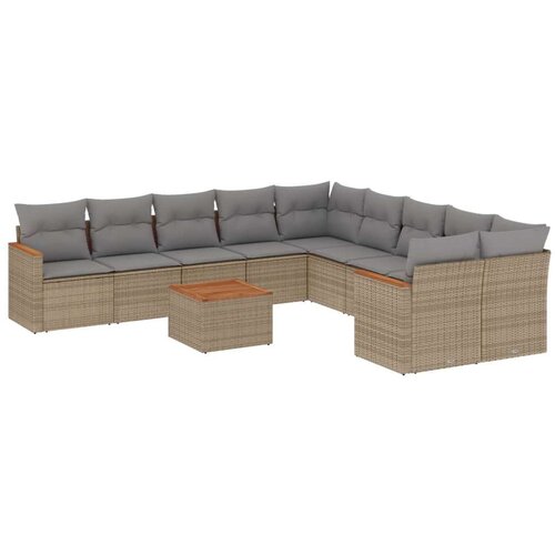  11-dijelni set vrtnih sofa od poliratana s jastucima bež Slike