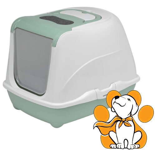 Moderna flip cat jumbo green 57cm, zatvoreni toalet za mačke, zeleni Slike