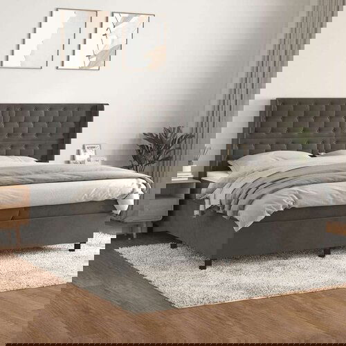  S oprugama i madracem tamnosivi 200x200 cm bar&amp;scaron;unasti Slike