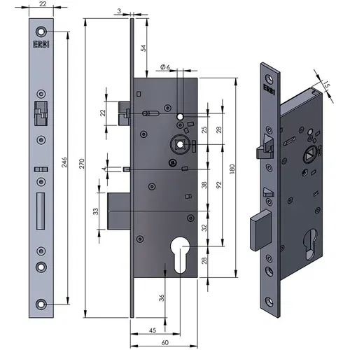 ERBI systems SAM EL 9245 - elektromehanička samozaključavajuća brava