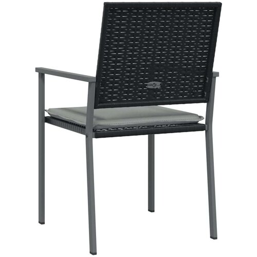  Vrtne stolice s jastucima 2 kom crne 54x62 5x89 cm poliratan Slike