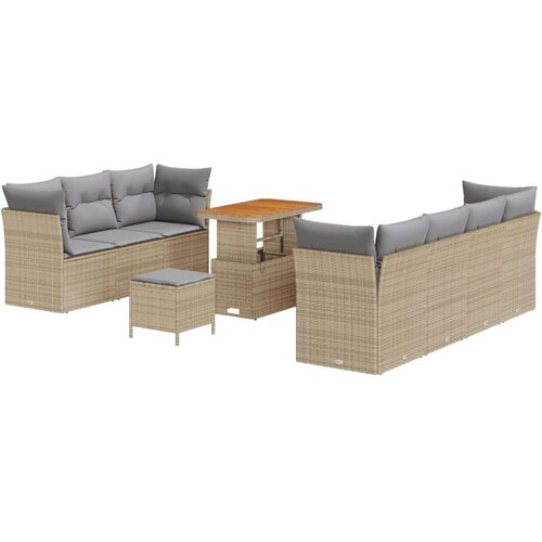  10-dijelni vrtni kauč set s jastučićima bež poli ratan akacija  3-dijelni vrtni set za blagovanje s jastučićima bež poli ratan a Cijene