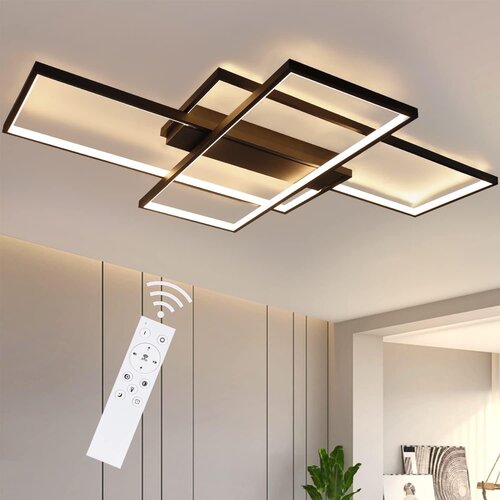 Nettlife zatemnilna stropna svetilka, 100x70x8 cm, 3 kvadratne moderne LED stropne svetilke črne barve z daljinskim upravljalnikom, 88W, (5000046023) Cene