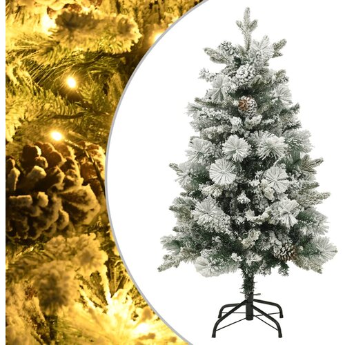 VidaXL Novoletna jelka s snegom, LED lučkami in storži 120 cm PVC PE Slike
