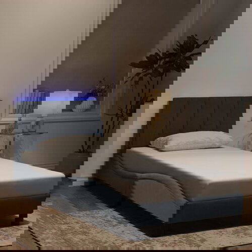 vidaXL Okvir kreveta s LED svjetlima tamnosivi 90 x 200 cm baršunasti Cene