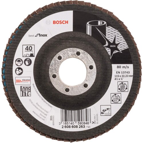 Bosch lamelni brusni disk X581, Best for Inox 115 mm, 22,23 mm, 40 - 2608608263 Slike