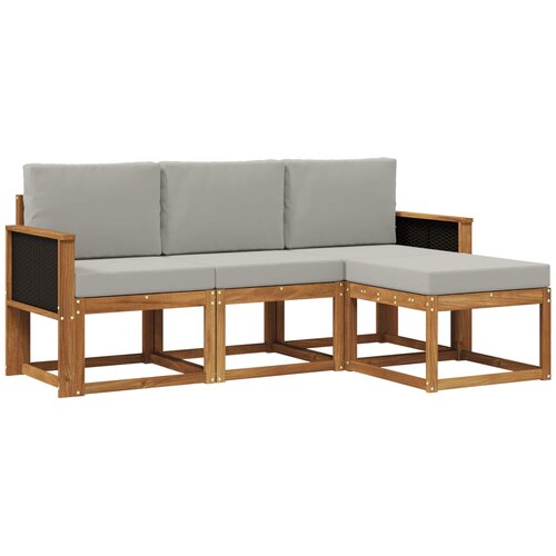 vidaXL Zunanja garnitura za sedenje 4 pcs Naravna in svetlo siva, (5000282616) Cene