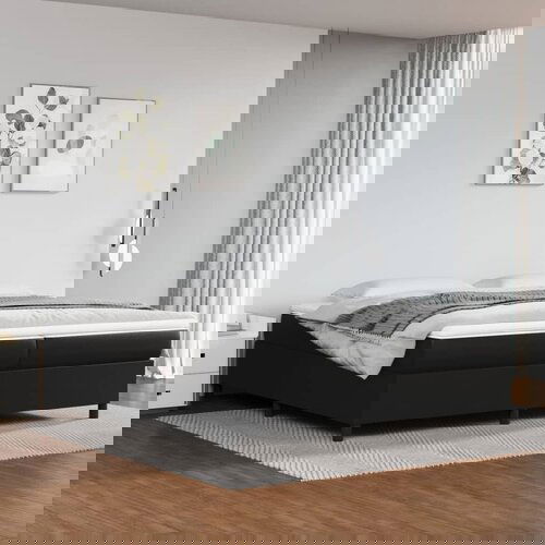 The Living Store Box spring postelja z vzmetnico črna 200x200 cm umetno usnje - Box Spring Postelja, (21515486) Slike