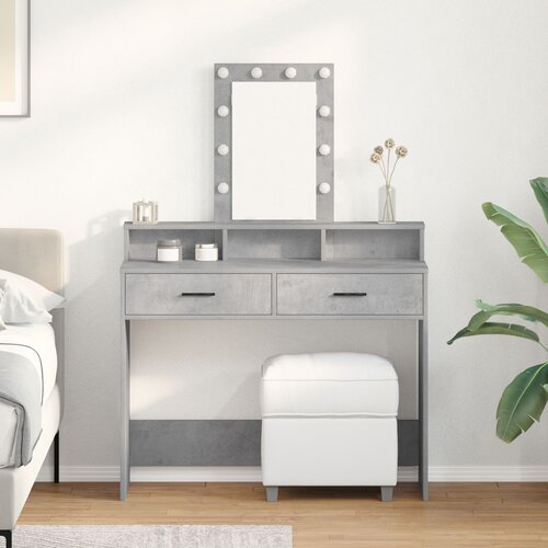 vidaXL Betonska siva Konstruirano drvo 100 x 41 x 140 cm Ogledalo Cijene