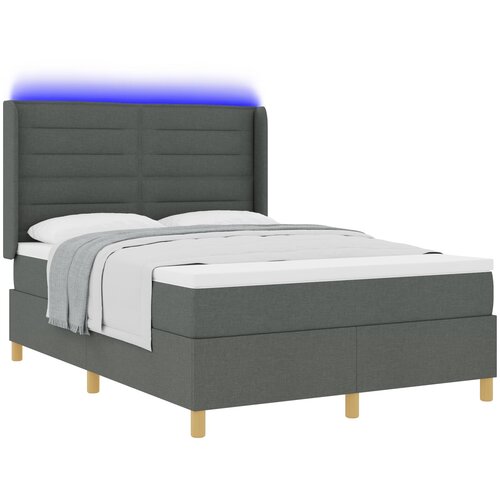 vidaXL Krevet s uzglavljem i madracem & LED tamnosiva 140x200 cm tkanina Cijene